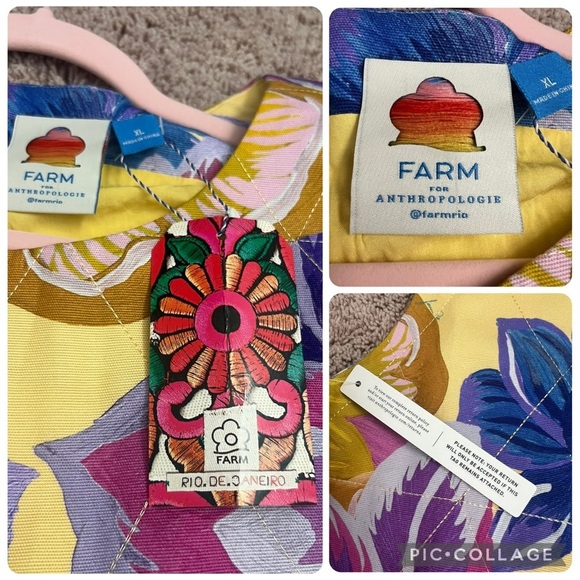 NWT new XL FARM Rio Anthropologie quilted shift dress sleeveless floral yellow - Picture 13 of 17